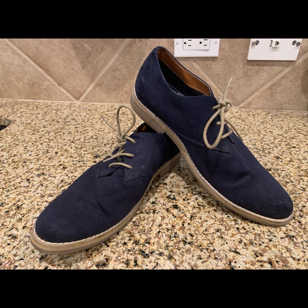 H & M Blue suede oxfords Size 9